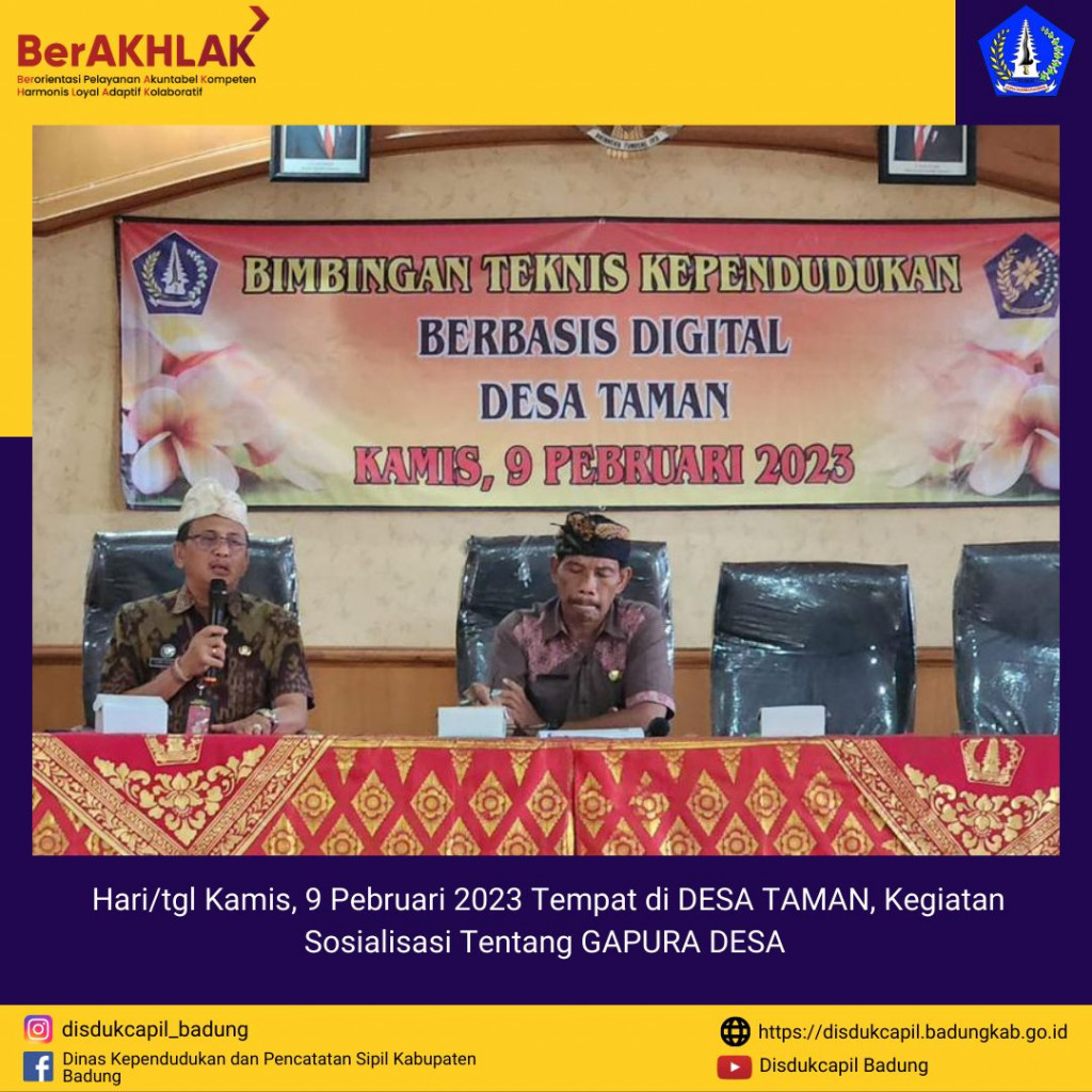 Kamis, 9 Pebruari 2023 Tempat di DESA TAMAN, Kegiatan Sosialisasi Tentang GAPURA DESA